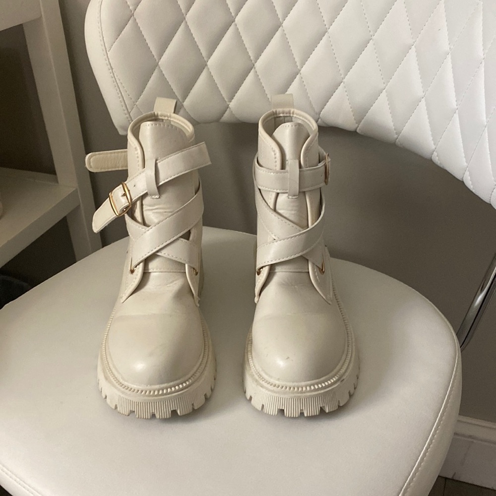 White combat boots